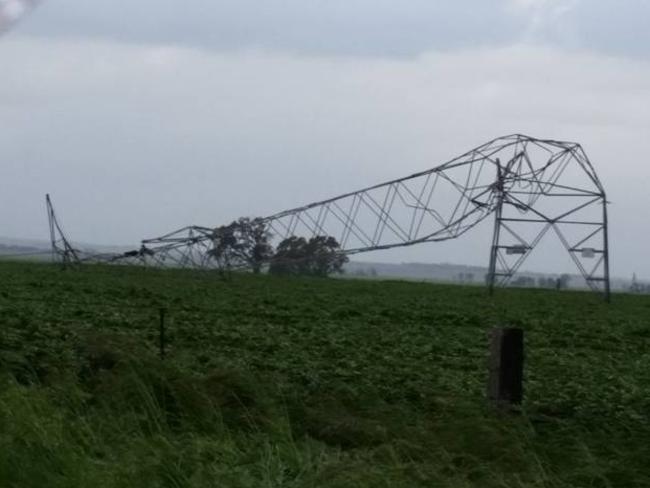 Electricity transmission towers looked a little worse for wear. Picture: Debbie Prosser/Facebook