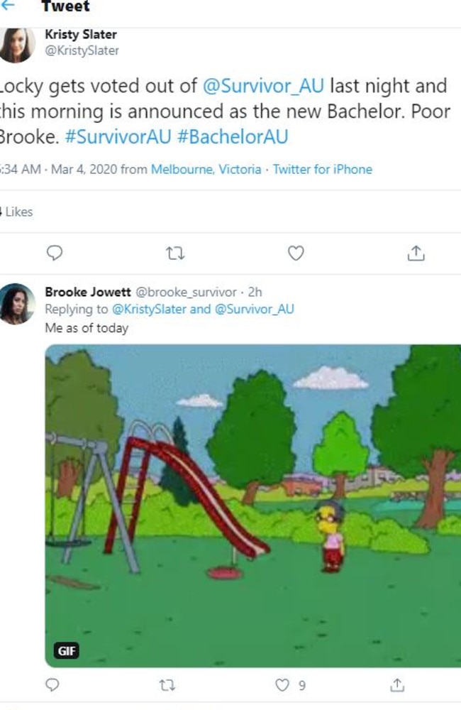 Brooke responded to a tweet this morning.