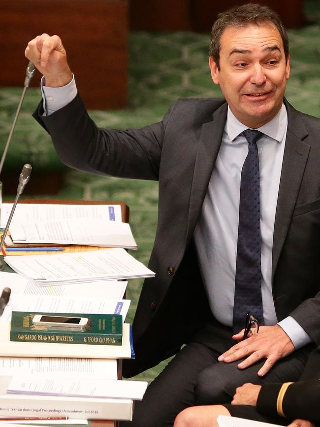 Opposition Leader Steven Marshall in Parliament. Picture: Dylan Coker