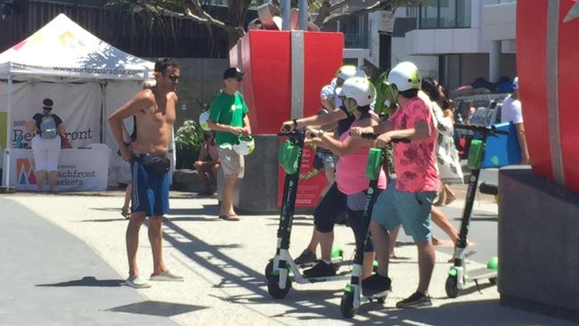 Lime scooters have been set up around Surfers Paradise today.