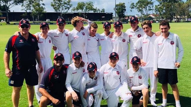 Chris Connell (bottom row, far left) with members of the Surfers Paradise Cricket Club. Picture: Taken from Facebook.