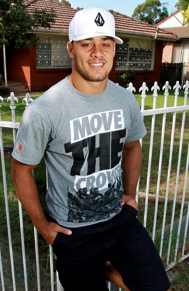 Jarryd Hayne outside his childhood home in Minto.