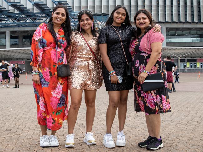 SYDNEY, AUSTRALIA - Daily Telegraph Photos February 26, 2024: Aarshia, Archisa, Dipal and Beeba at Taylor Swift's The Eras Tour concert held at Accor Stadium in Sydney. Picture: Christian Gilles