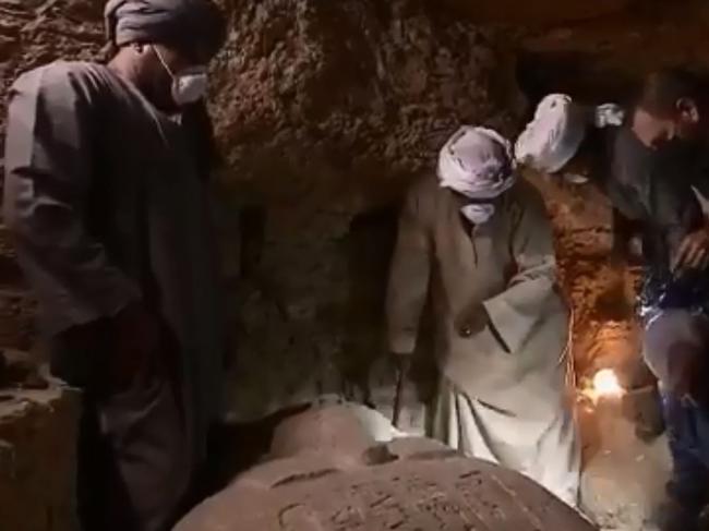 The sarcophagus was opened live on the Discovery channel. Picture: Discovery