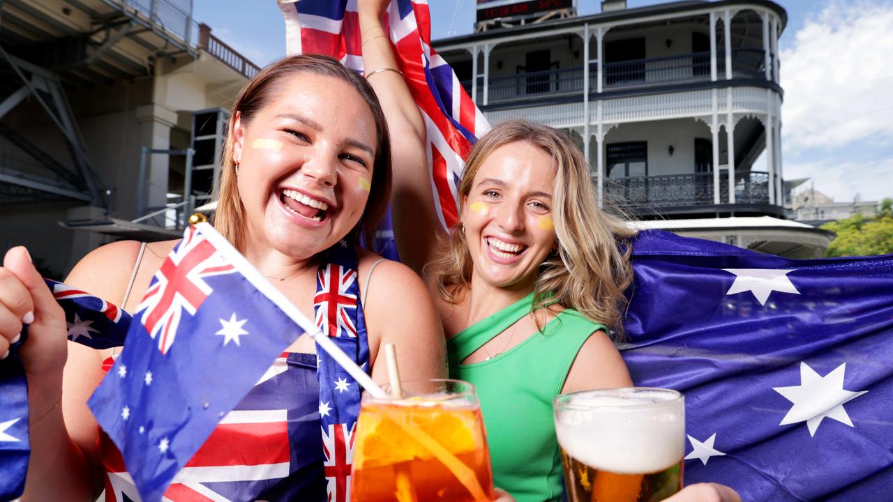 Ruby Pinn from Auchenflower with Bridie Roche from Bardon, ready for the Australia Day weekend at the Story Bridge Hotel as holiday bookings predict a blockbuster weekend for the Queensland tourism industry. Picture: Steve Pohlner