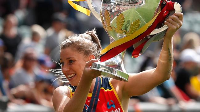 Varnhagen celebrates after the 2019 AFLW Grand Final. Picture: Michael Willson/AFL Photos