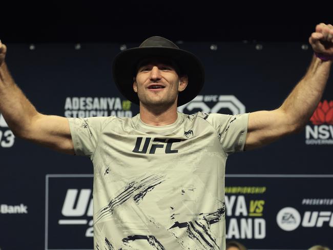 Strickland won the middleweight title over Israel Adesanya in one of the biggest boilovers in UFC history. Picture: Mark Evans/Getty Images