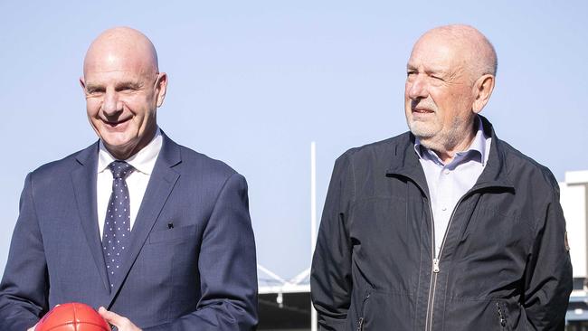 Tasmanian premier Peter Gutwein and Carter at UTAS Stadium in Launceston. Picture: Chris Kidd