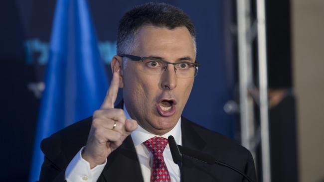 Israeli Foreign Minister Gideon Sa'ar speaks at a campaign rally in Or Yehuda, Israel.