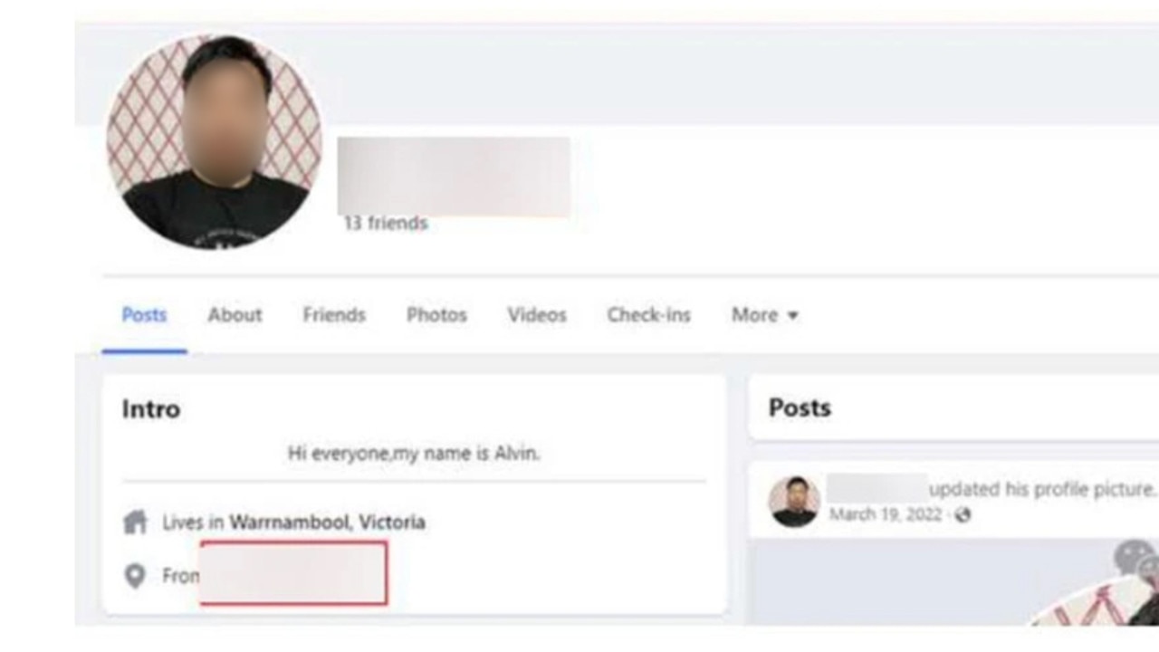 A screenshot of the man’s Facebook profile.