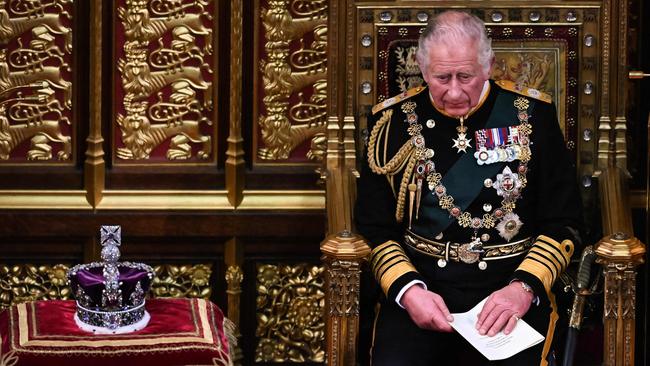 Then Prince Charles after reading the Queen's Speech during the State Opening of parliament in 2022. Picture: AFP.