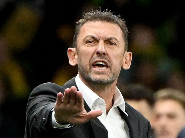 Australiaâs head coach Tony Popovic (C) reacts during the 2026 World Cup Asian qualification football match between Australia and Saudi Arabia at the Melbourne Rectangular Stadium in Melbourne on November 14, 2024. (Photo by WILLIAM WEST / AFP) / -- IMAGE RESTRICTED TO EDITORIAL USE - STRICTLY NO COMMERCIAL USE --