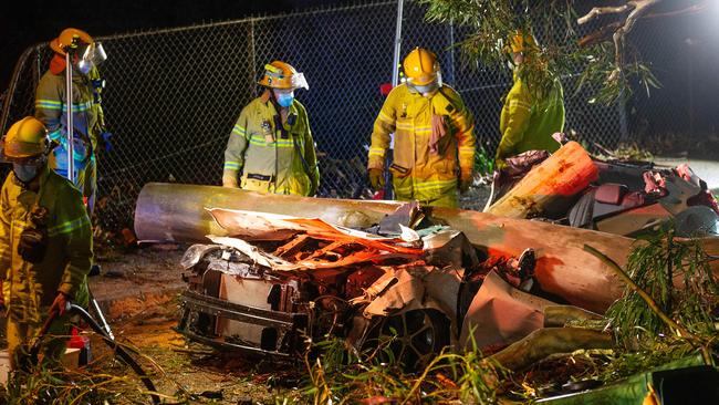 A man was killed when a tree fell on his car in Belgrave on Thursday night. Picture: Mark Stewart