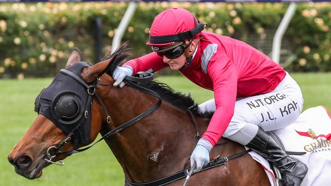 Jamie Kah rode four winners on Cox Plate day and added another on Derby Day with Victoria Quay in the Wakeful Stakes. Picture: Getty Images