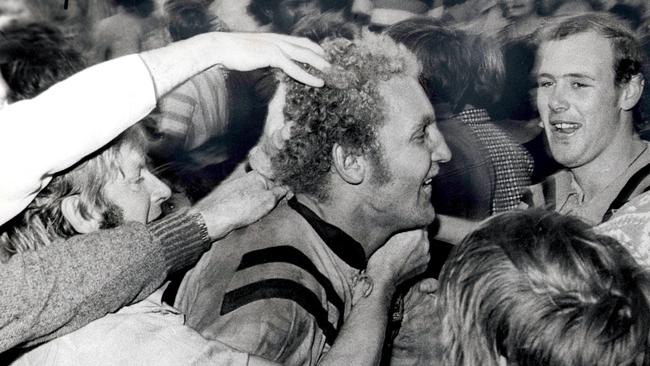 Jeff Fyfe after he kicked the winning point at Lang Park in 1972.