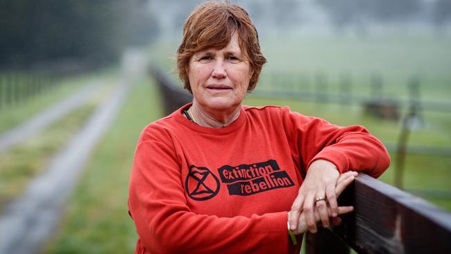 Cate Mettam of Extinction Rebellion at her Adelaide Hills home. Picture Matt Turner.