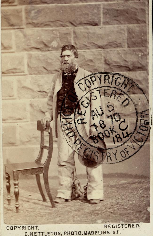 Harry Power standing in front of a wall in Pentridge Prison in 1870. Picture: State Library of Victoria