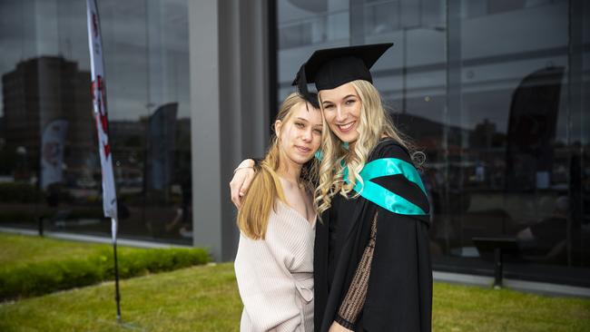 Sammy and Claire Doyle. University of Tasmania Graduations. Federation Concert Hall, Hobart. Picture: RICHARD JUPE