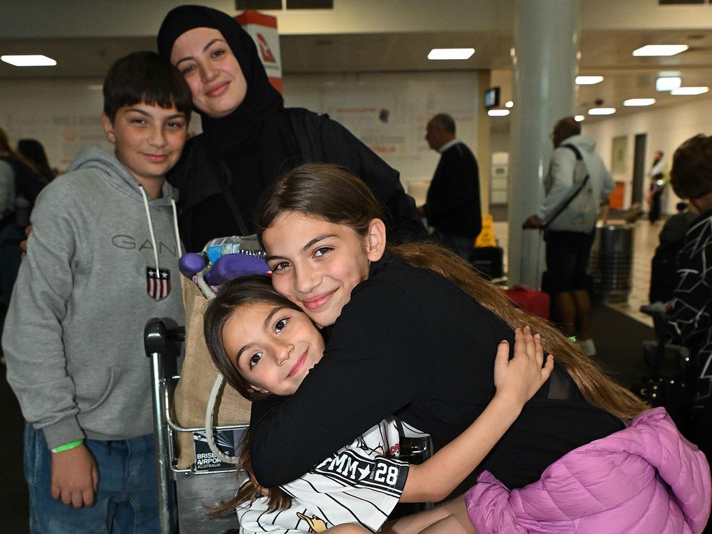 Racha Ismal with her children Leila, 5, Rayann, 10 and Yusef, 10. Picture: Lyndon Mechielsen/Courier Mail