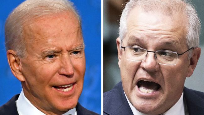 Joe Biden and Scott Morrison composite photo. Picture: AFP; NCA Newswire