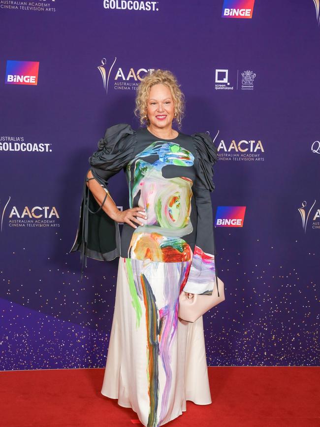 GOLD COAST AUSTRALIA - NewsWire Photos FEBRUARY 10, 2024: Leah Purcell arrives on the Red Carpet at the 2024 Aacta Awards at HOTA on the Gold Coast. Picture: NCA NewsWire / Glenn Campbell