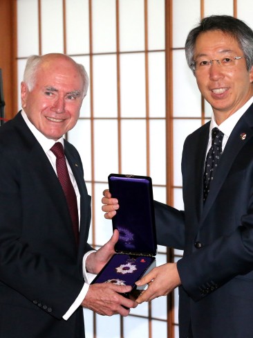 Former Prime Minister John Howard was bestowed with the Grand Cordon of the Order of the Rising Sun. Picture: News Corp