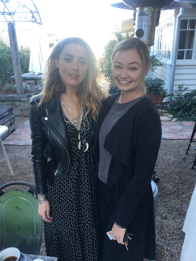 Sally Coates with Amber Heard.