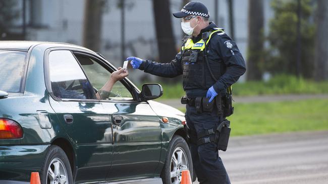 Police are performing random checks on drivers and passengers in Broadmeadows. Picture: Rob Leeson.