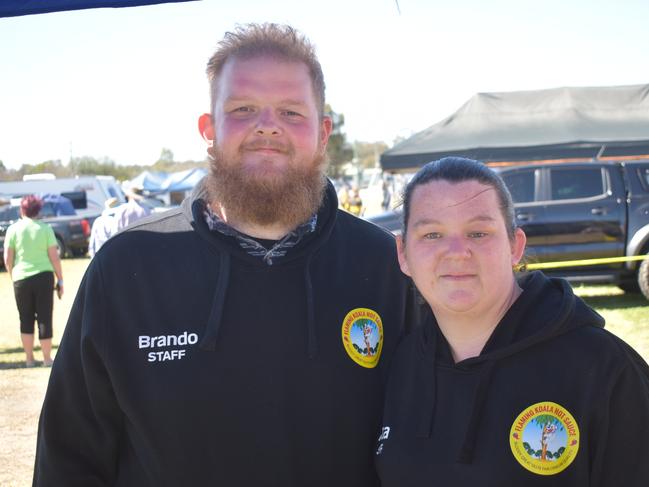 Brando and Kezza repping the Flaming Koala hot sauce merch from Brisbane at the Leyburn Sprints, August 17, 2024. (Photo: NRM)