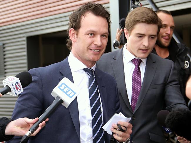 Essendon CEO Xavier Campbell arrives at Essendon's training facility on Monday. Picture: Hamish Blair