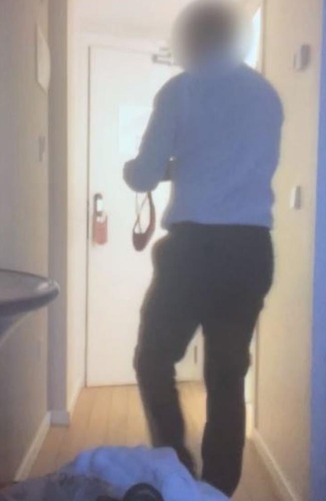 A hotel worker was allegedly caught on camera stealing a guest’s underwear. Picture: Kennedy News and Media