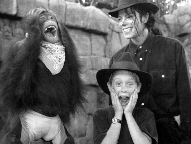 Michael Jackson and Macaulay Culkin at Universal Studios in Florida in 2001. Picture: Supplied
