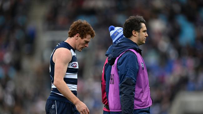 Gary Rohan was subbed out with concussion. Picture: Steve Bell/Getty Images