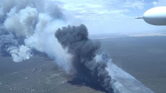 Lightning strikes have ignited a fire in the Little Desert National Park in western Victoria. Picture: VicEmergency Facebook