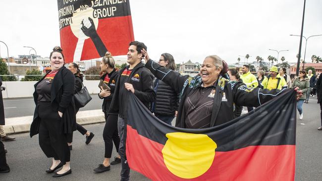 Lizzie Adams in the NAIDOC Week march in Toowoomba. Monday, July 4, 2022. Picture: Nev Madsen.