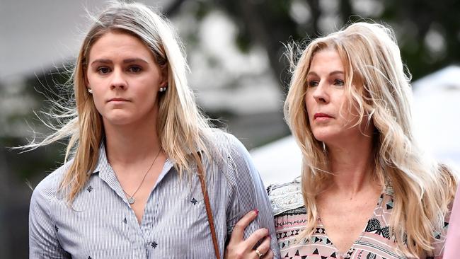 Jack with her mother Pauline leaving a briefing with ASADA officials in Brisbane. Picture: AAP Image/Darren England