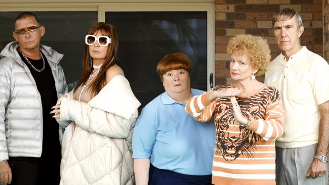 Pete Rowsthorn, Gina Riley, Magda Szubanski, Jane Turner and Glenn Robbins in Kath &amp; Kim: Our Effluent Life.