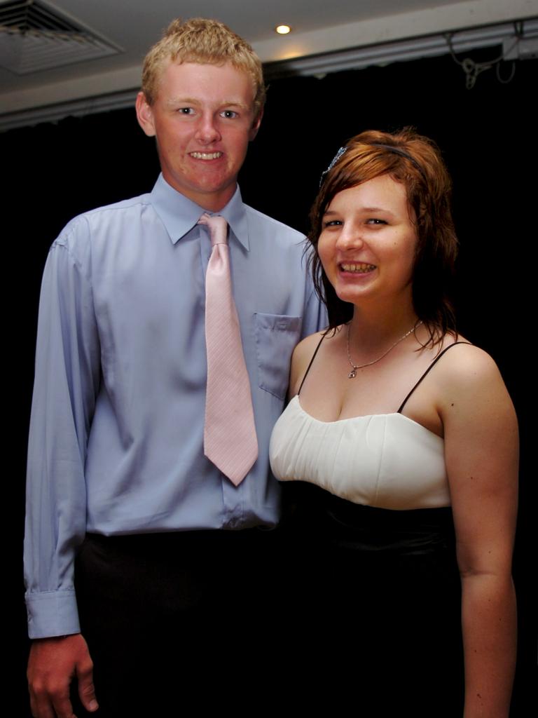 Aaron Lund and Laura Seymon at the 2009 St John’s Catholic Senior College formal. Picture: NT NEWS