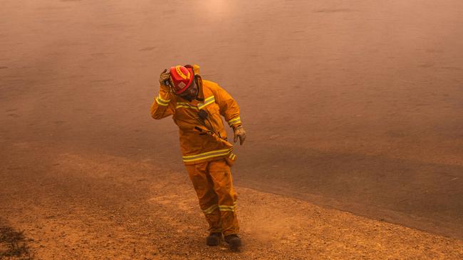 Victoria is set for a hotter and drier summer than average. Recently CFA volunteers helped with bushfires in New South Wales. Picture: Jason Edwards