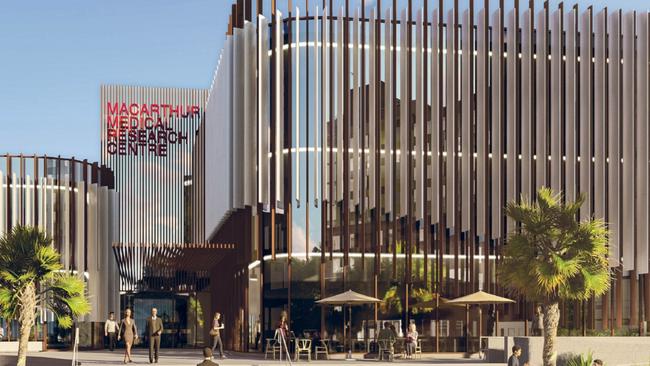 An artist's impression of the $50 million Macarthur Medical Research Centre, earmarked for the Campbelltown Hospital precinct. Foundation partners include Western Sydney University, Ingham Institute, Walker Group, University of NSW and South West Sydney Local Health District.