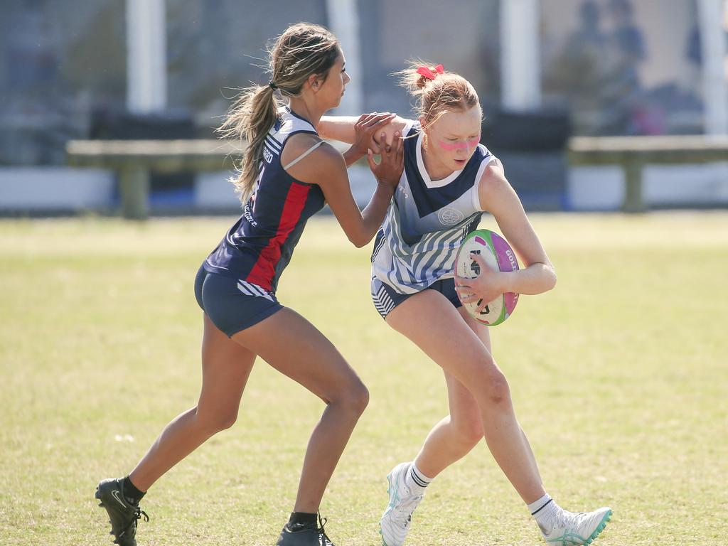 St Scholasticas V Rochedale Academy of Sport at the 2024 Gold Coast Titans All Schools Touch Football Picture: Glenn Campbell