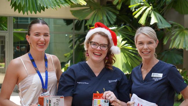 Townsville University Hospital clinical nurses Mara Mattocks, Chole Gage, Michelle Tipping