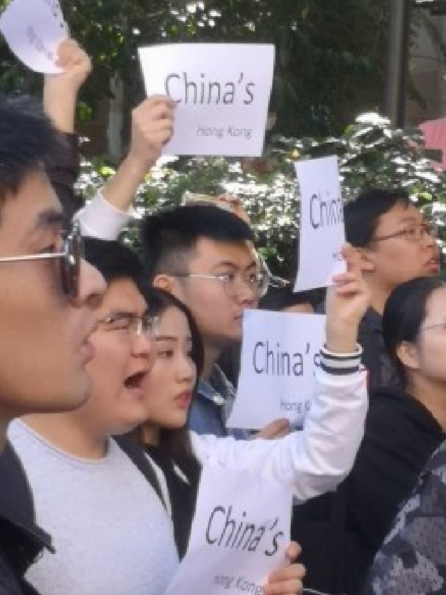 Pro-China supporters at UQ. Picture: News Corp Australia