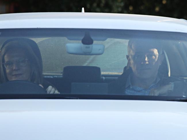 PM Malcolm Turnbull and his wife Lucy Turnbull leave their house in Point Piper, Sydney this morning. Picture: Sunday Telegraph