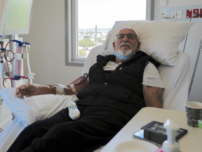 Brian Winterburn undergoing treatment at  Bowen Hospital's new renal dialysis unit on December 9, 2022. Picture: Katrina Lezaic