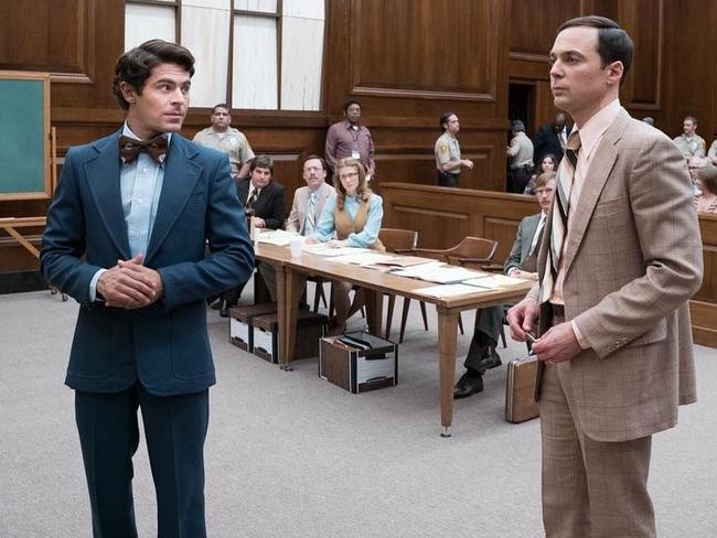 Zac Efron and Jim Parsons in a scene from the new movie about serial killer Ted Bundy.