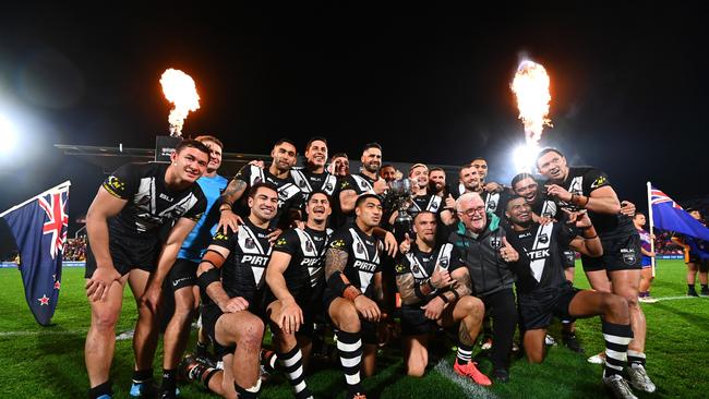 The Kiwis celebrate victory in their first test match since 2019. Picture: Getty Images.