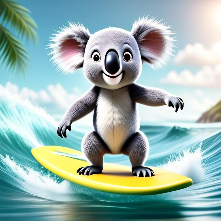 A fun surfing koala shot created on Image Playground with Apple Intelligence.