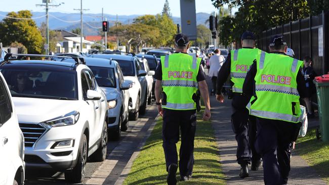 Police on the beat around the Palm Beach State Primary School. Picture Glenn Hampson.