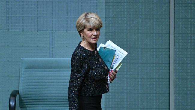 Former Liberal deputy leader Julie Bishop during Question Time in the House of Representatives at Parliament House in Canberra, Thursday, September 13, 2018. (AAP Image/Mick Tsikas) NO ARCHIVING